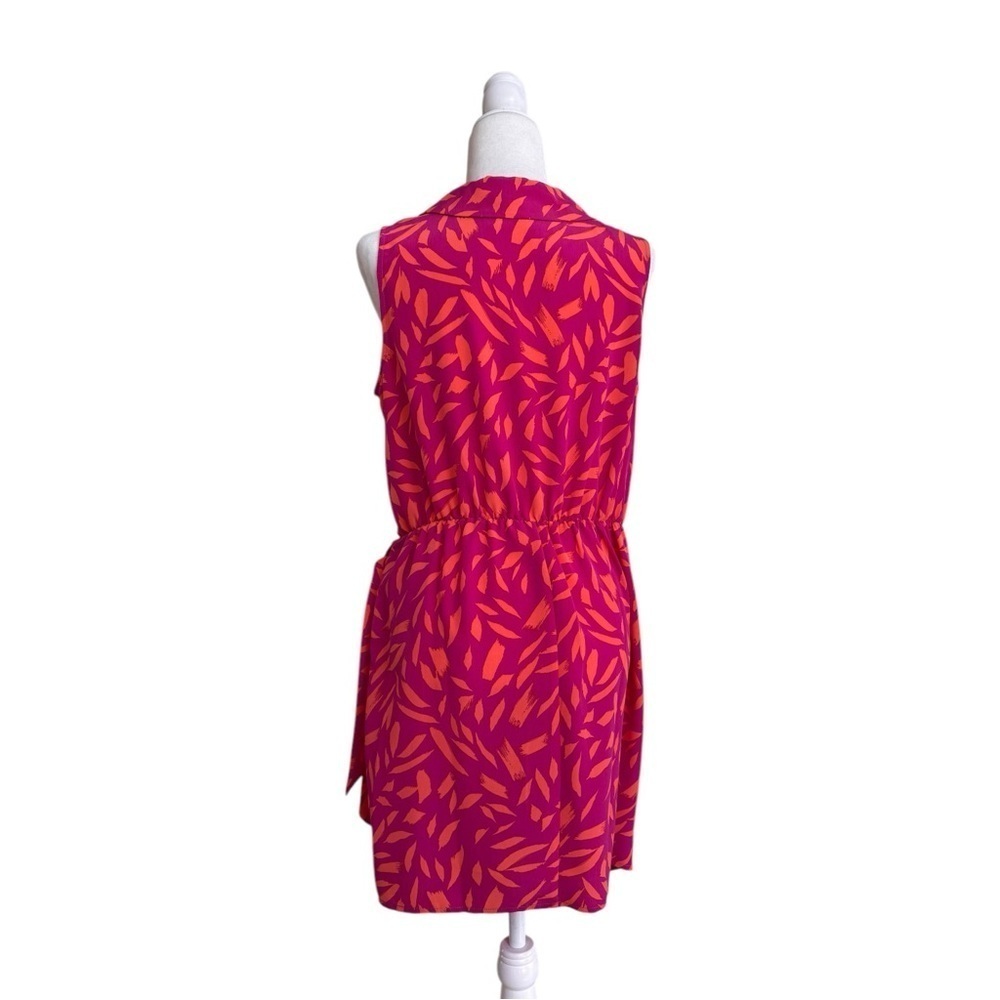 Fortune + Ivy Bright Pink Orange Sleeveless Faux Wrap Women Size M Knee Length - Picture 3 of 14